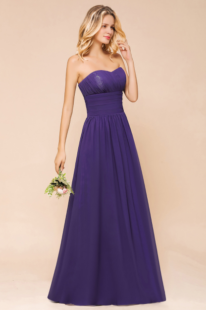 BMbridal Affordable Sweetheart Sequins Regency Bridesmaid Dress with Pleats-BMbridal