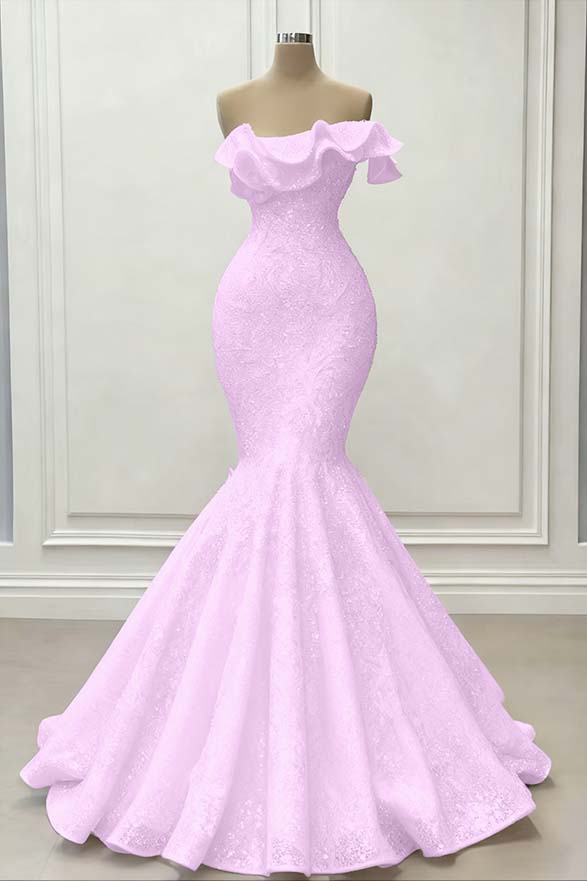 Red Gorgeous Strapless Mermaid Sequins Prom Dress With Embroidery On Sale