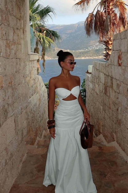 Strapless Sweetheart Sleeveless Long Prom Dress With Pleated