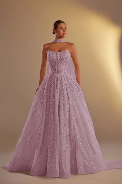 Strapless Sleeveless Long A Line Prom Dress With Pleated Beading