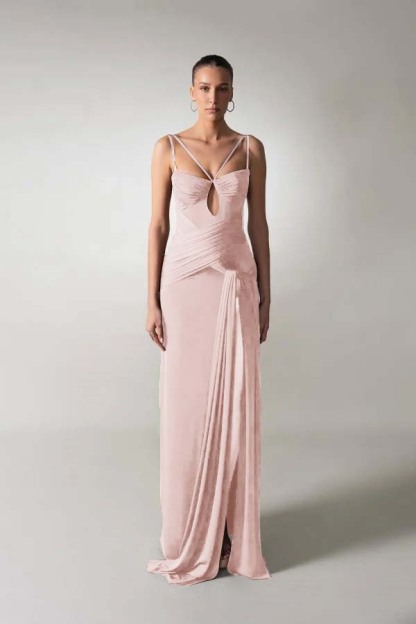 Spaghetti Strap Sleeveless Long Mermaid Prom Dress With Pleated