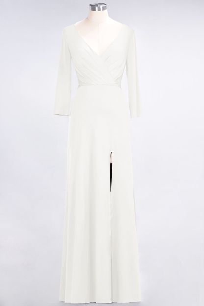 BMbridal Popular Spandex Long-Sleeves Burgundy Bridesmaid Dresses with Side-Slit-BMbridal