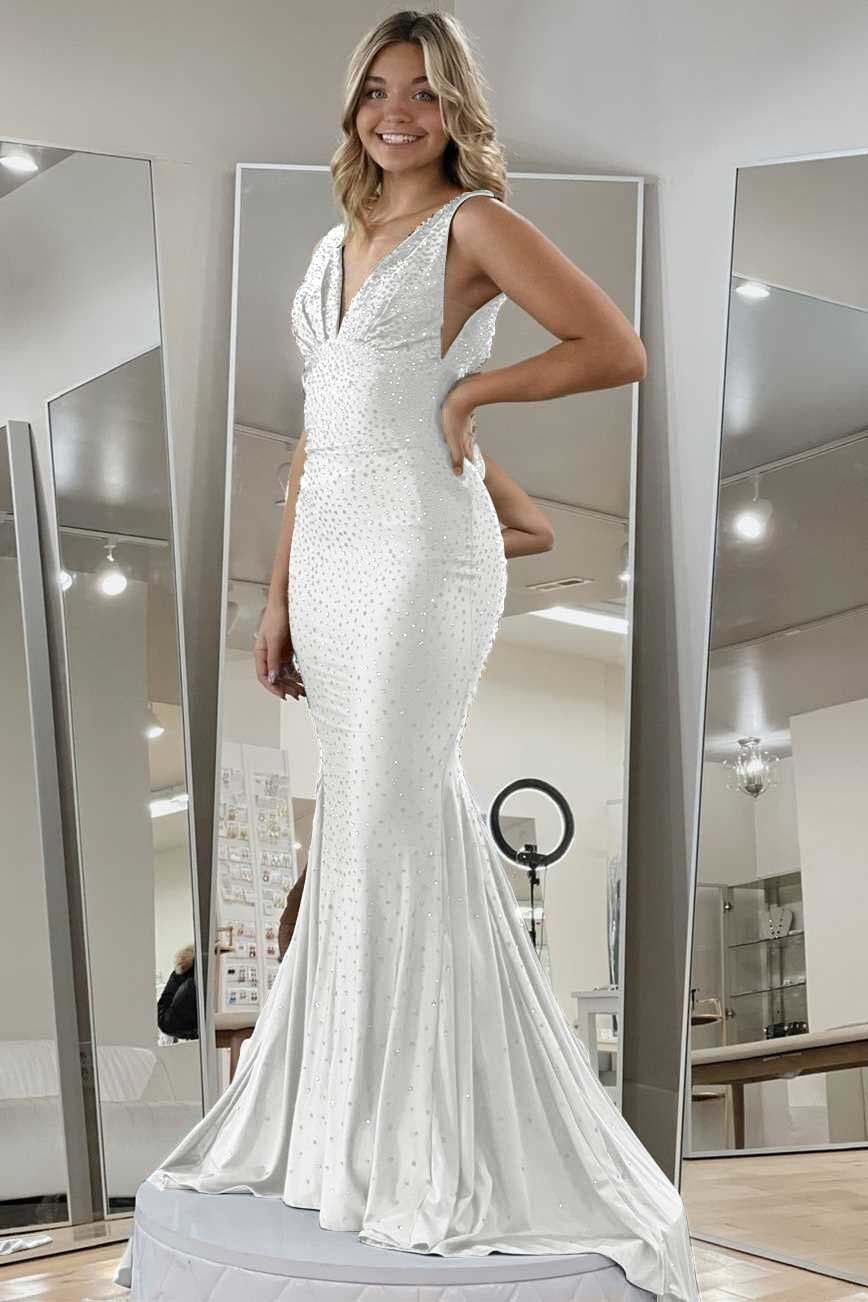 Halter Sleeveless Long Mermaid Prom Dress With Beading Pleated