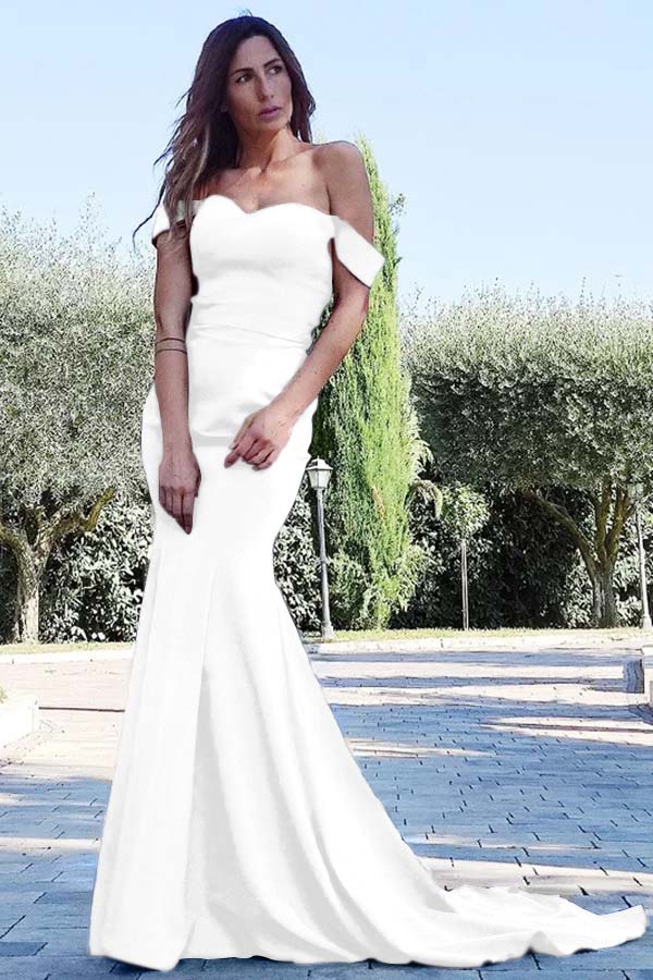 Mermaid Sweetheart Sleeveless Off the Shoulder Royal Blue Long Prom Dress