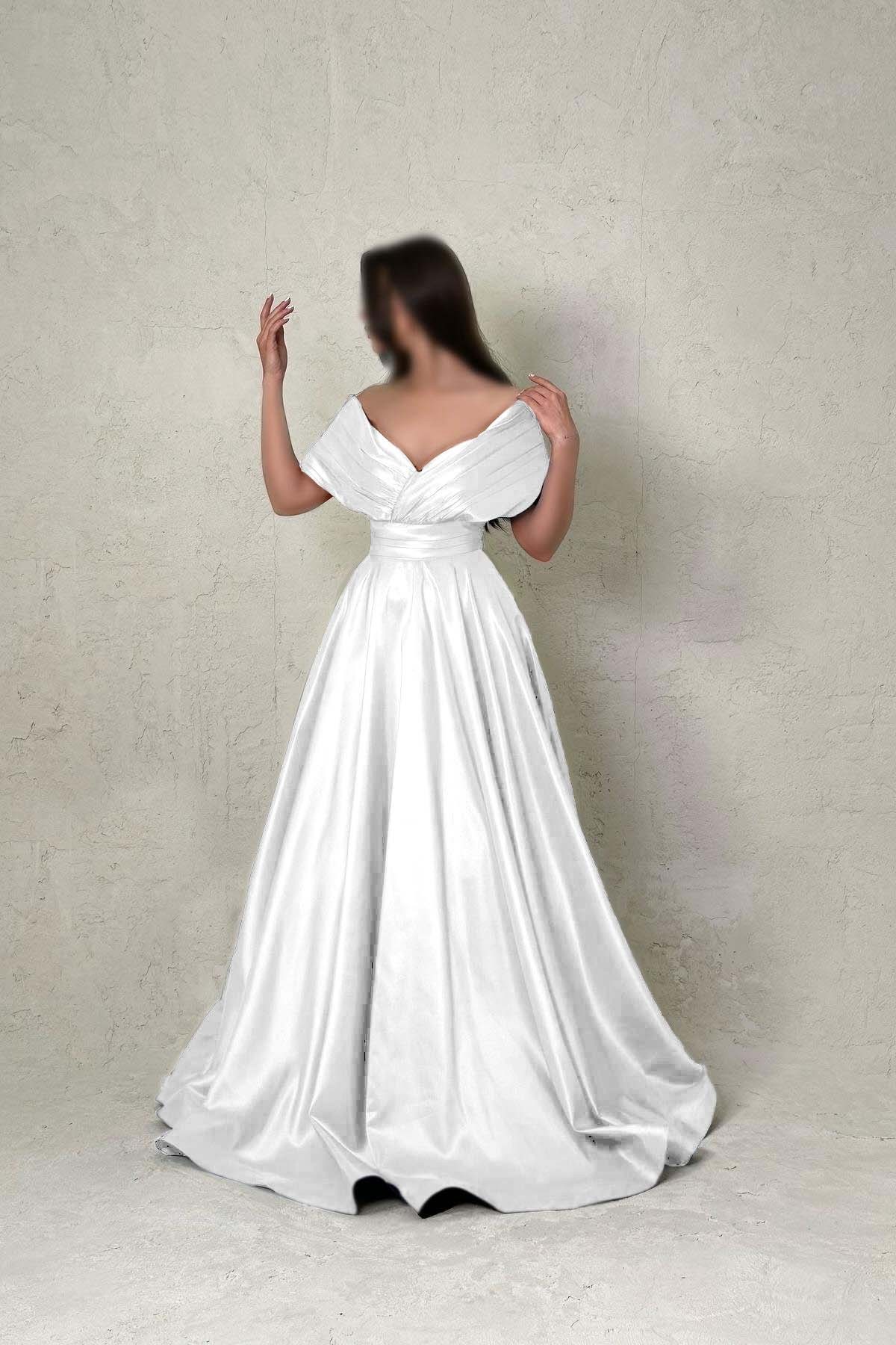 Off the Shoulder Sleeveless A Line Long Prom Dress With Pleated