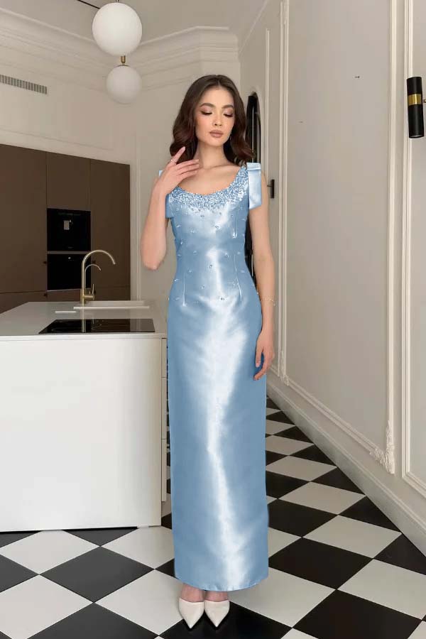 Glamorous Straps Sleeveless Long Prom Dress With Appliques Beading