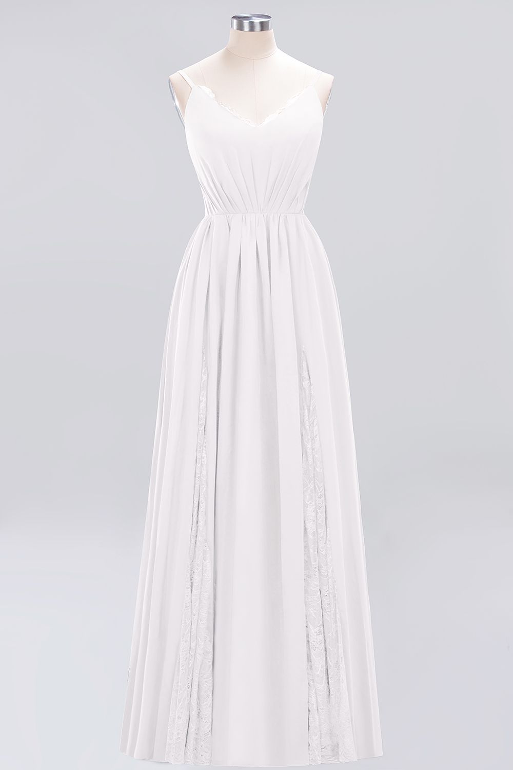 BMbridal Elegant Spaghetti Straps Long Bridesmaid Dress Lace V-Neck Maid of Honor Dress-BMbridal