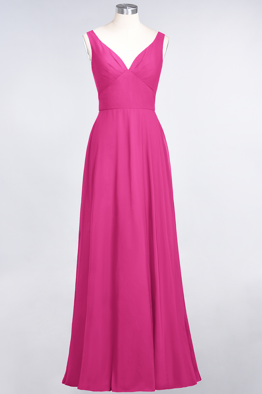 BMbridal Chic Chiffon V-Neck Straps Ruffle Affordable Bridesmaid Dresses with Open Back-BMbridal