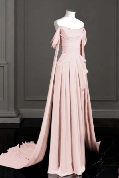 Off the Shoulder Strapless Sleeveless Long Prom Dress With Pleated