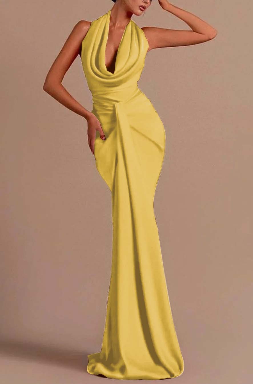 Backless Sleeveless Prom Dress Long Mermaid Red Sleeveless Halter