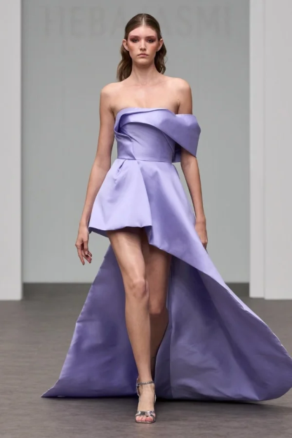 One Shoulder Sleeveless A Line Short Prom Dress With Pleated