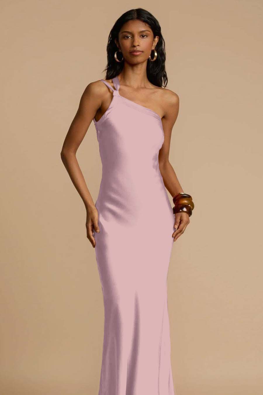 One Shoulder Sleeveless Backless Long Prom Dress With Ruffles