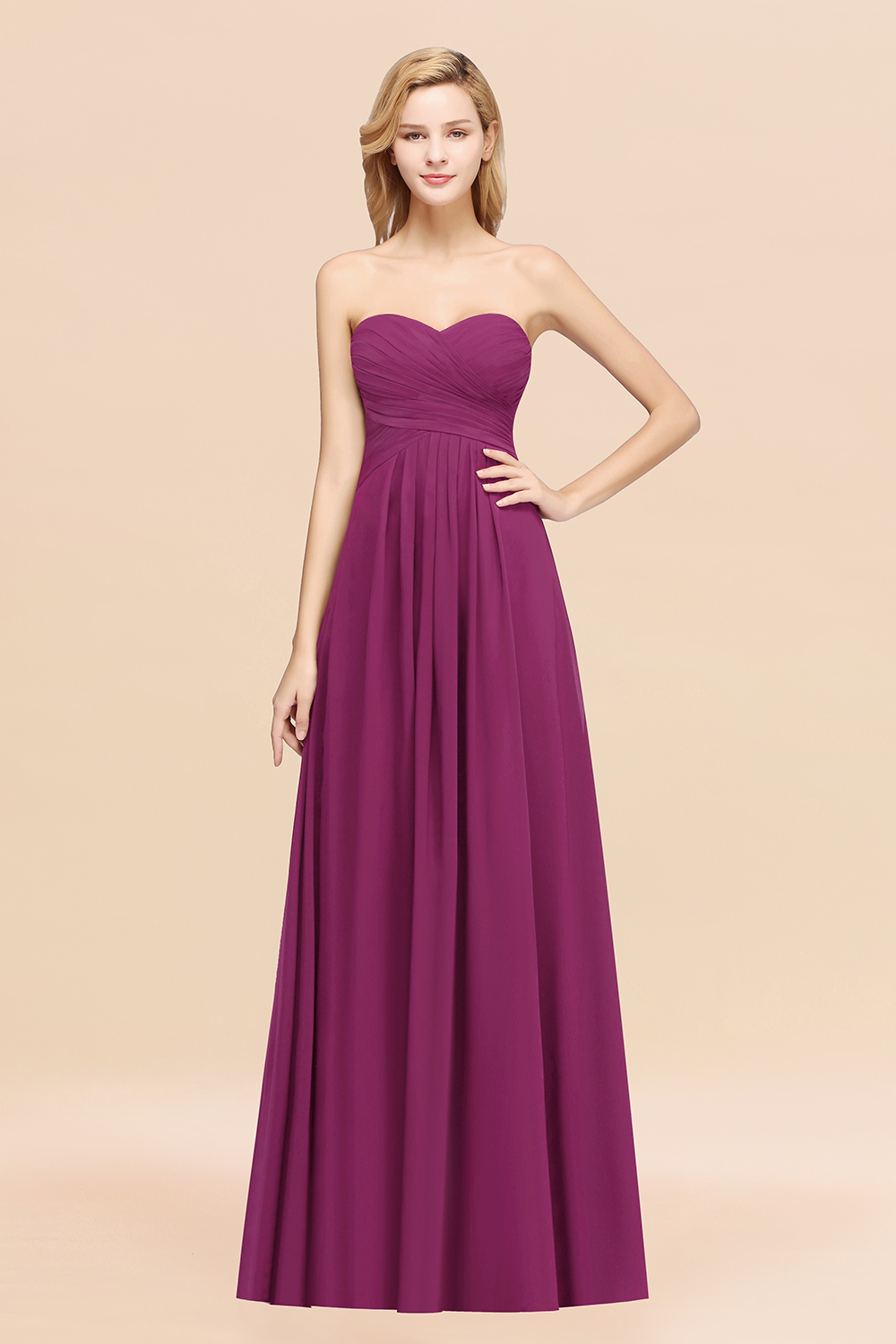 BMbridal Vintage Sweetheart Long Grape Affordable Bridesmaid Dresses Online-BMbridal