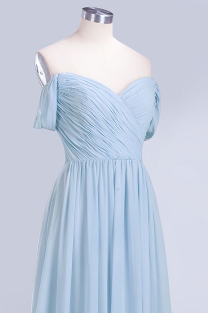 BMbridal Modest Chiffon Sweetheart Sleeveless Affordable Bridesmaid Dresses with Ruffles-BMbridal