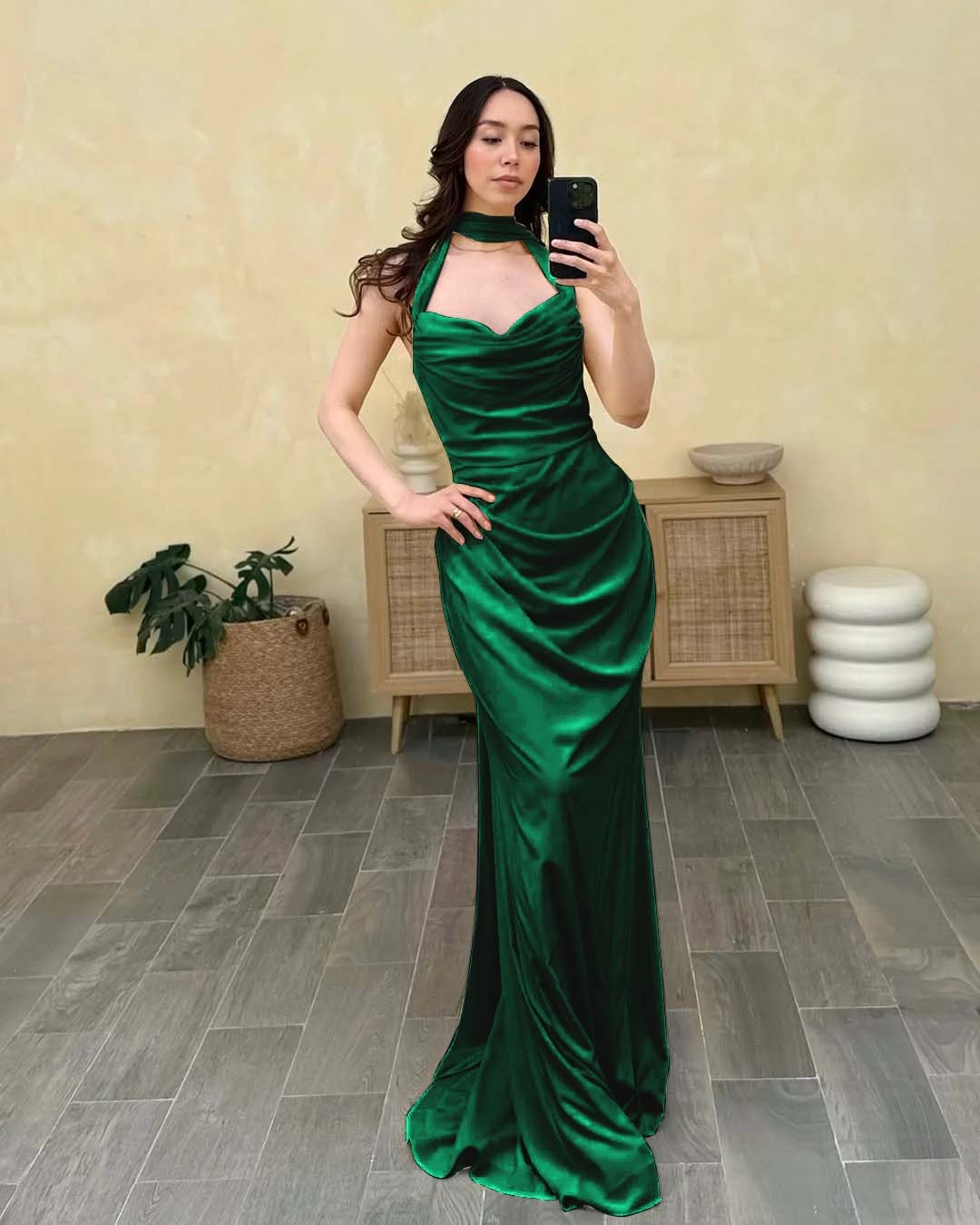 Halter Sleeveless Sweetheart Long Mermaid Prom Dress With Pleated