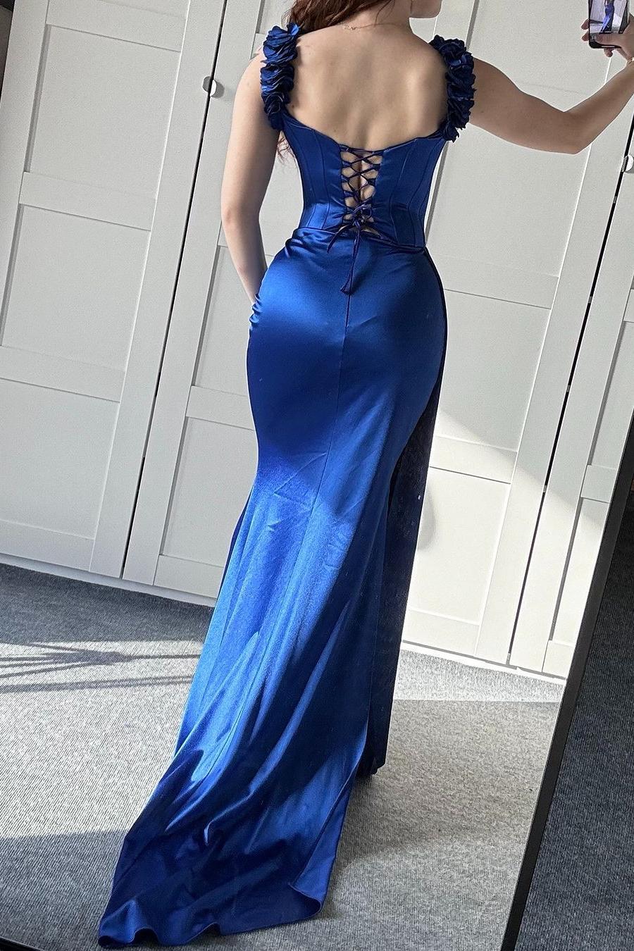 Off the Shoulder Sleeveless Mermaid Long Prom Dress With Ruffles