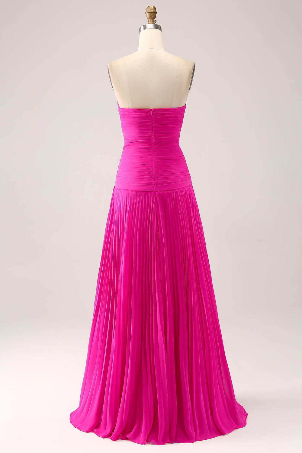 Gorgeous Fuchsia Strapless Cut Out Draped Pleated Prom Dress