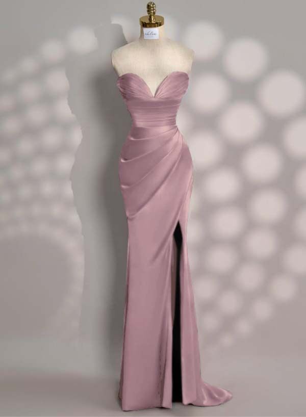 Strapless Sleeveless Mermaid Long Prom Dress With Front Split