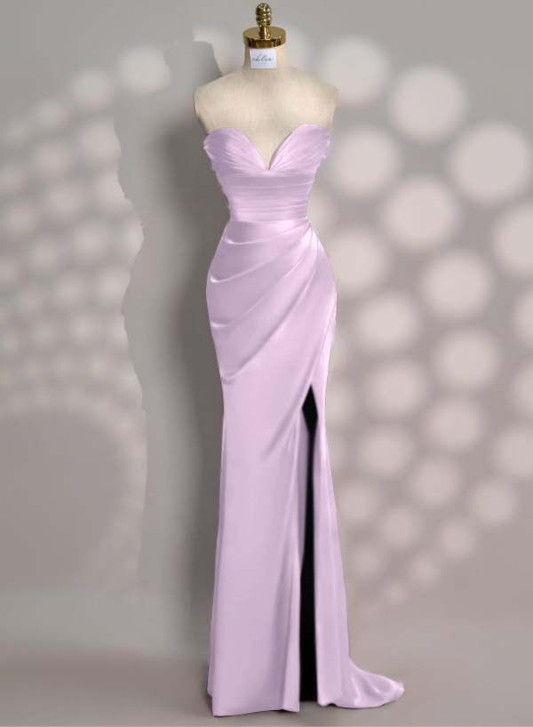 Strapless Sleeveless Mermaid Long Prom Dress With Front Split