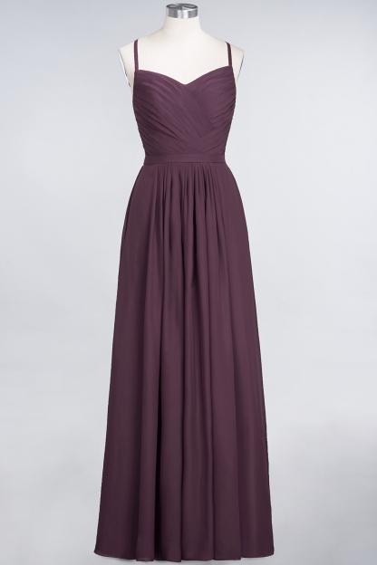 BMbridal Glamorous Spaghetti Straps Sweetheart Ruffle Chiffon Bridesmaid Dress Online-BMbridal