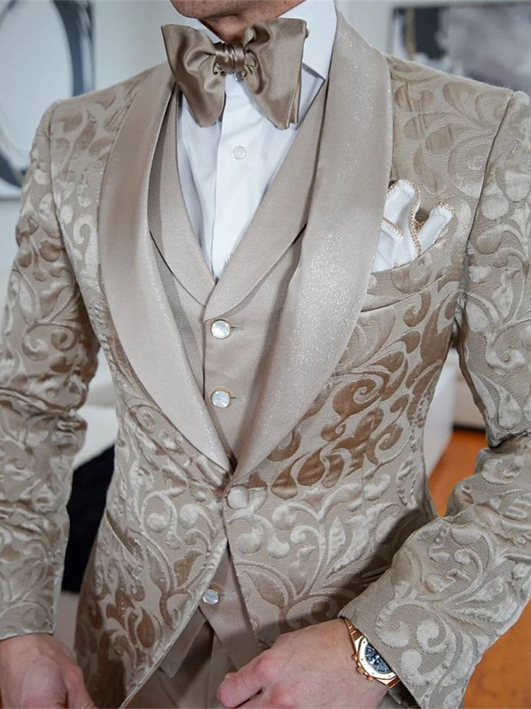 One-Button 3-Piece Prom Suits For Men With Breast Pocket