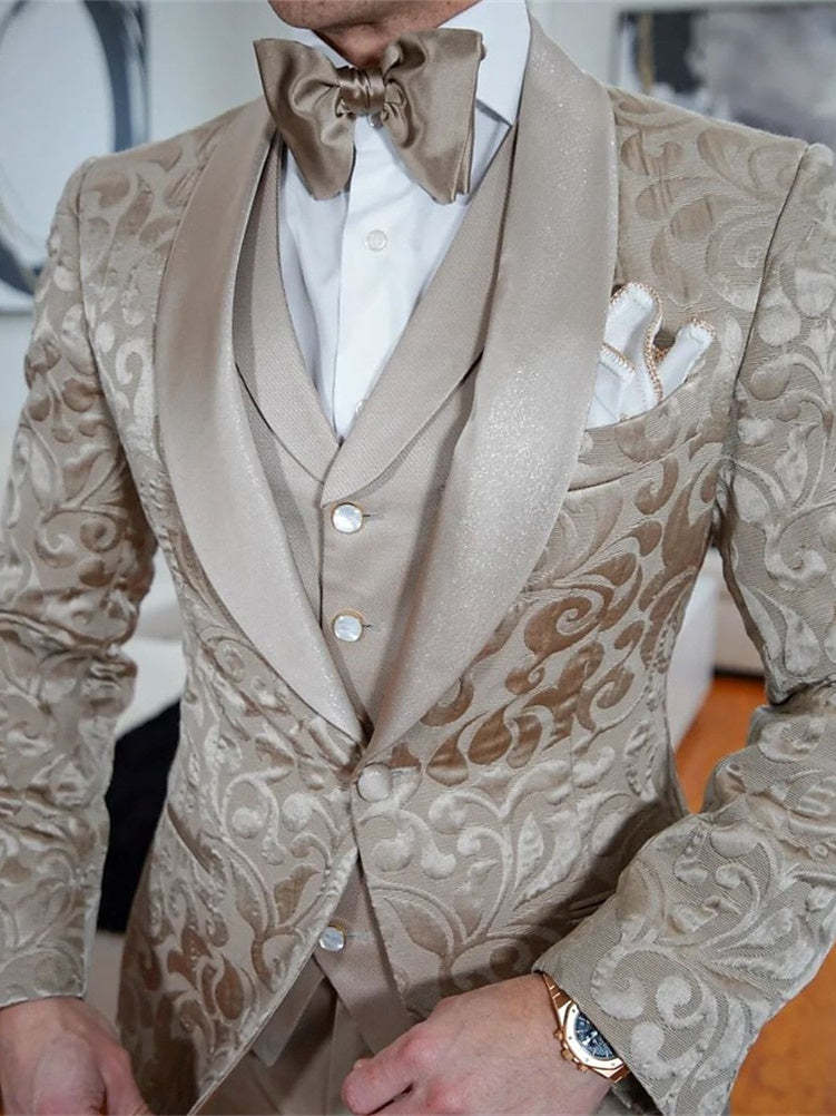 One-Button 3-Piece Prom Suits For Men With Breast Pocket