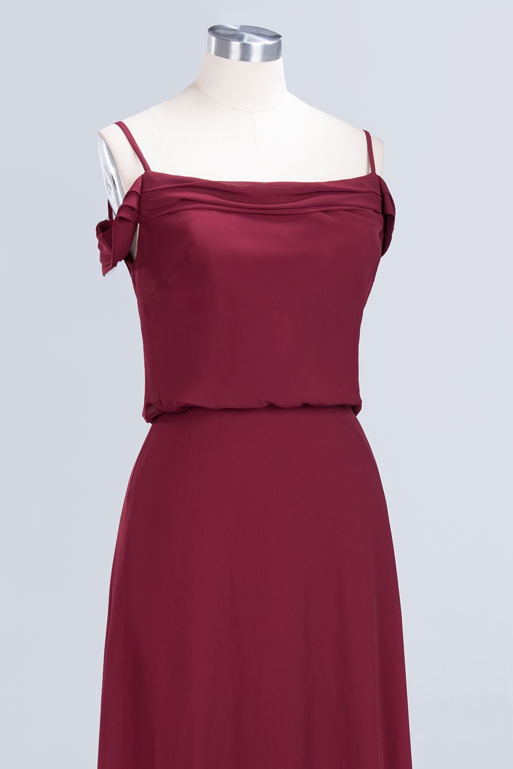 BMbridal Elegant Off-the-Shoulder Burgundy Bridesmaid Dress Online Spaghetti-Straps Affordable Maid of Honor Dress-BMbridal