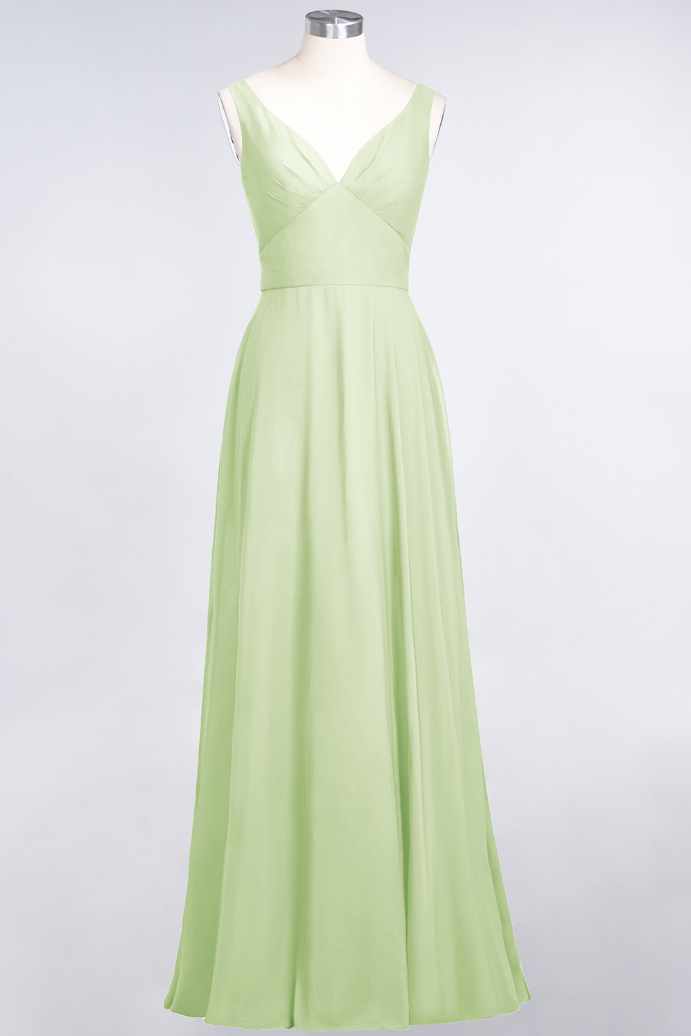 BMbridal Chic Chiffon V-Neck Straps Ruffle Affordable Bridesmaid Dresses with Open Back-BMbridal