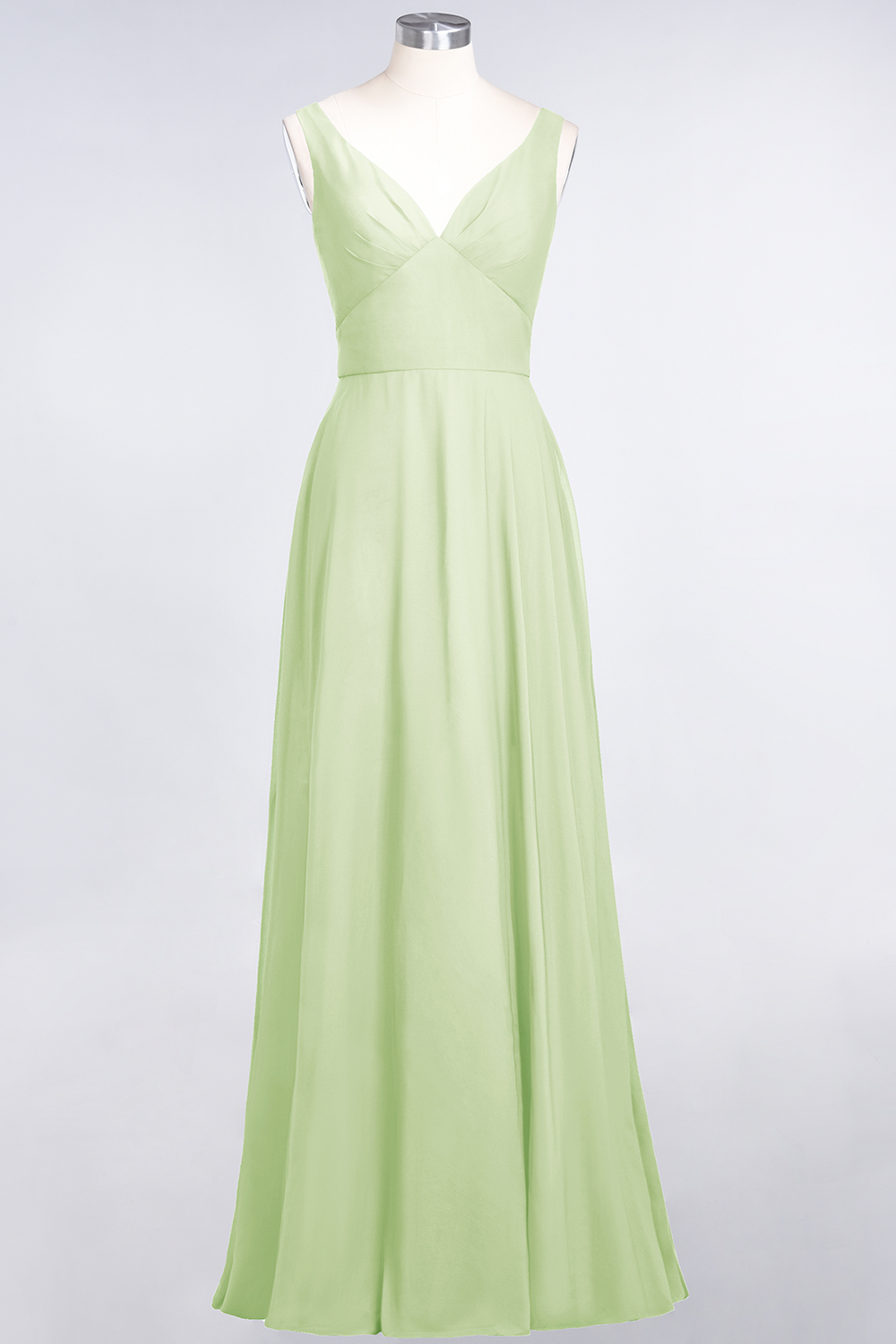 BMbridal Chic Chiffon V-Neck Straps Ruffle Affordable Bridesmaid Dresses with Open Back-BMbridal