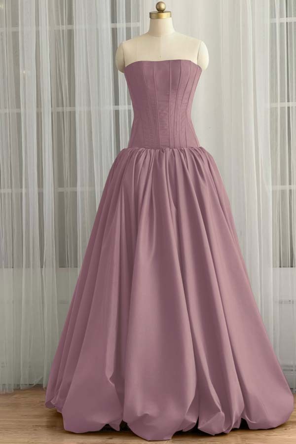 Sleeveless Strapless Long Ball Gown Prom Dress With Pleated
