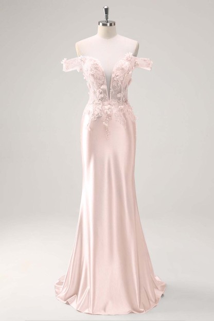 Strapless Sleeveless Long Mermaid Prom Dress With Appliques Pleated