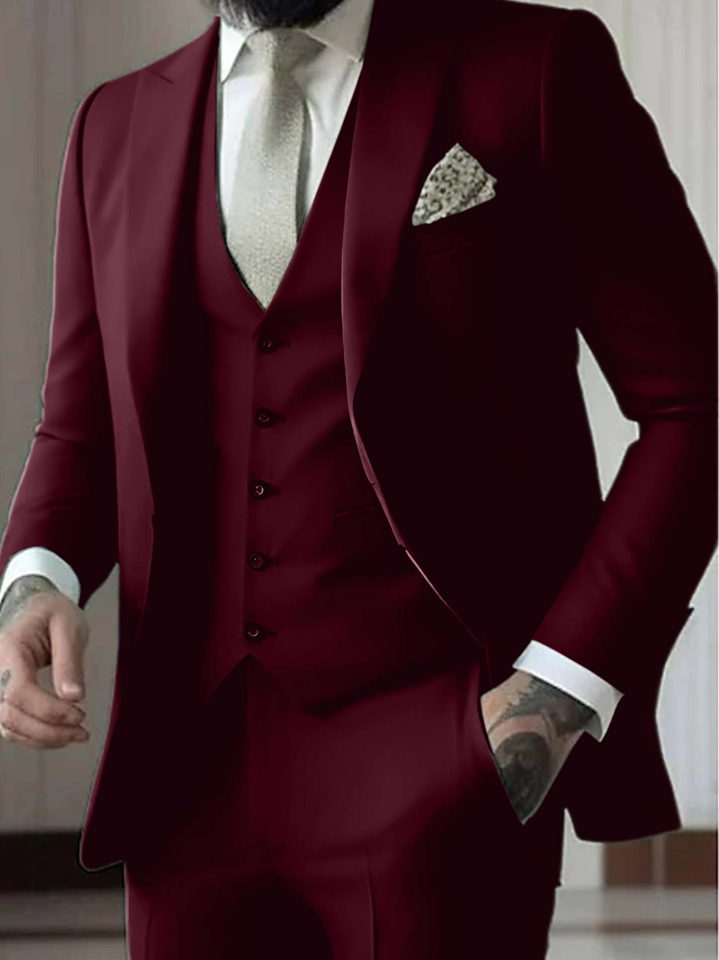 Single-Button Tailored Men's 3-Piece Wedding Suit In A Fitted Cut