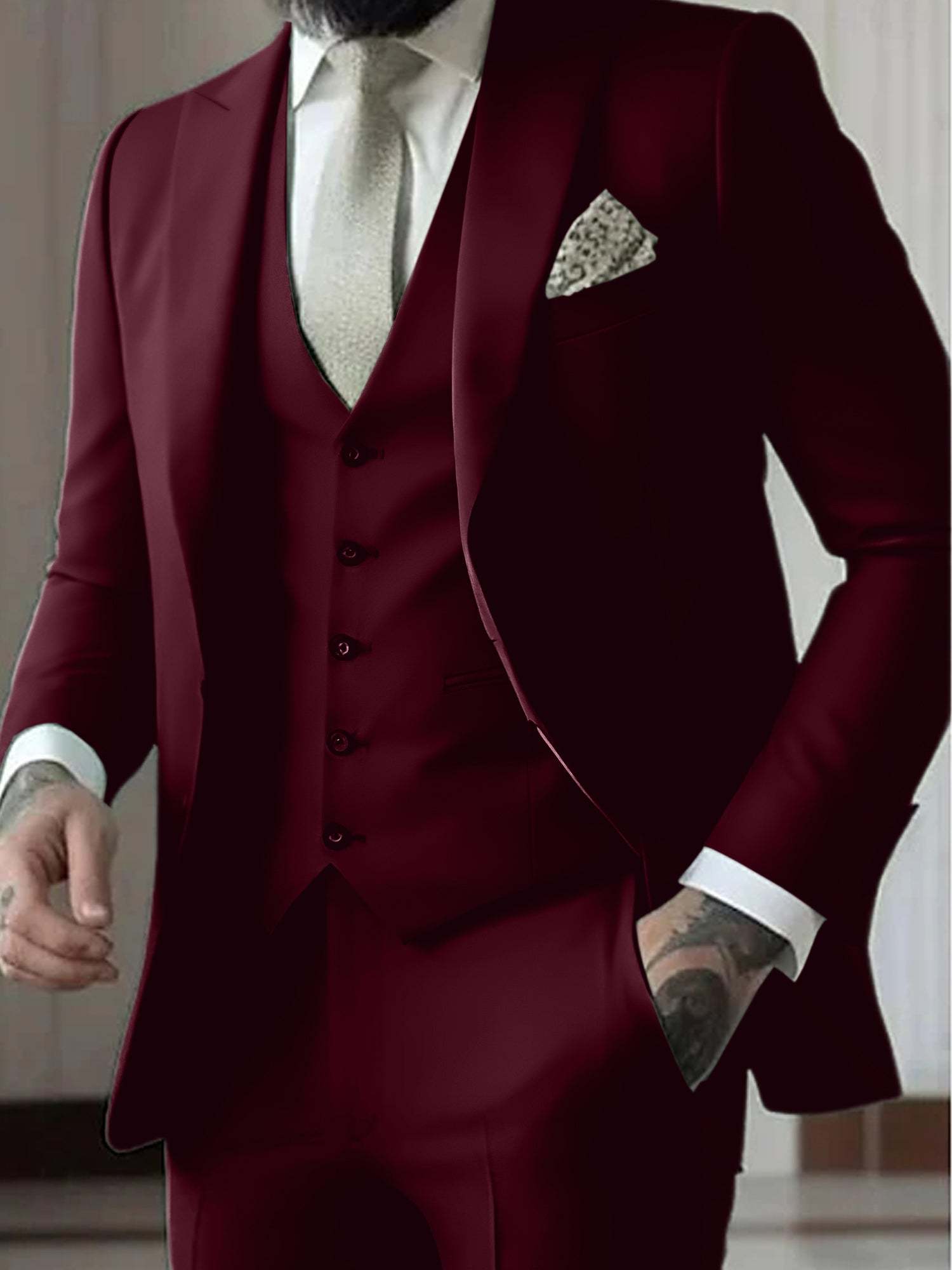 Single-Button Tailored Men's 3-Piece Wedding Suit In A Fitted Cut
