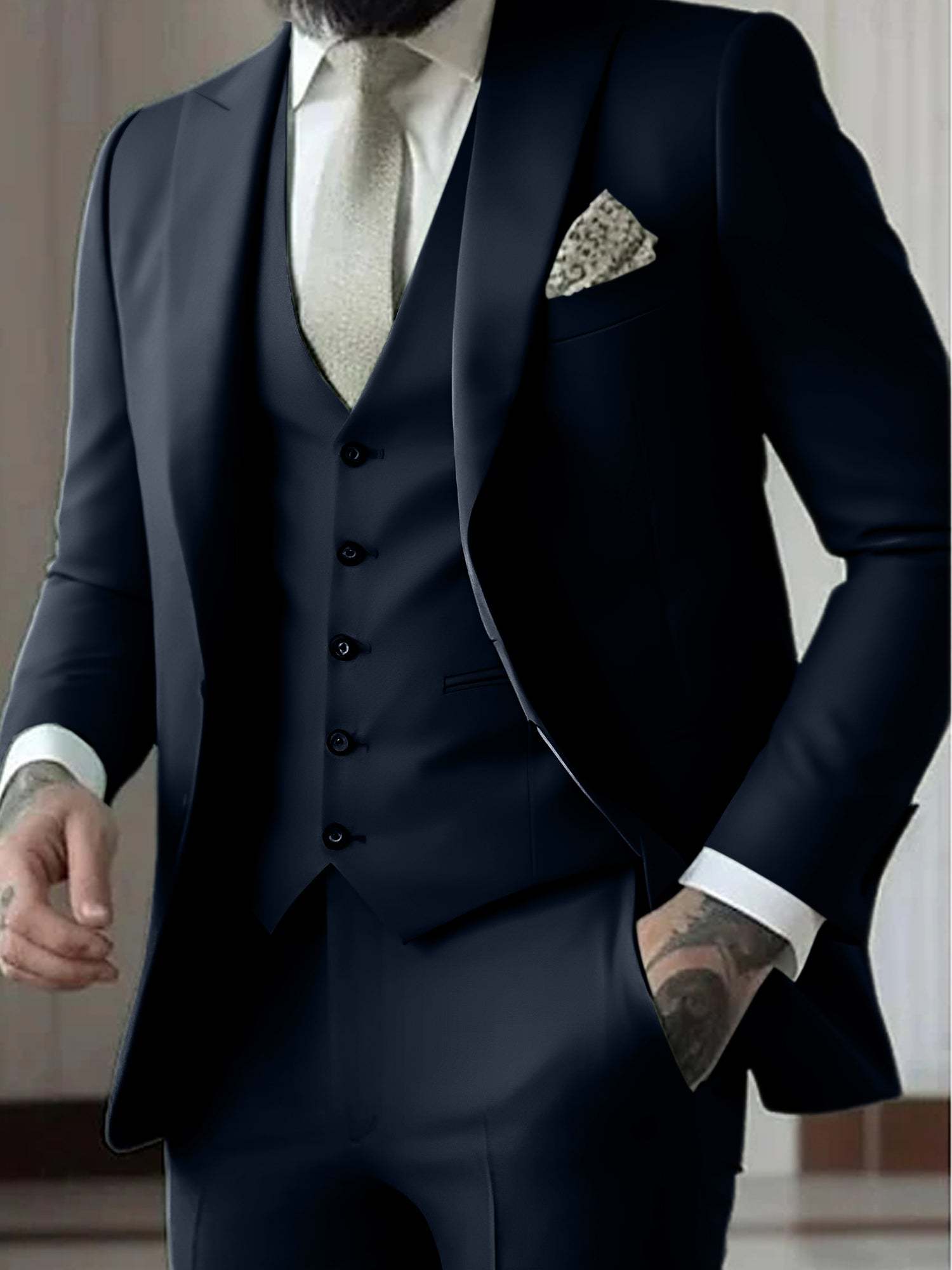 Single-Button Tailored Men's 3-Piece Wedding Suit In A Fitted Cut