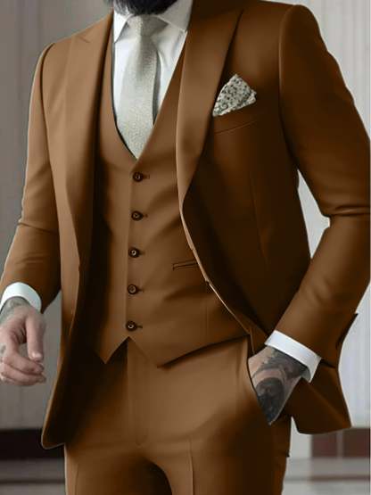 Single-Button Tailored Men's 3-Piece Wedding Suit In A Fitted Cut
