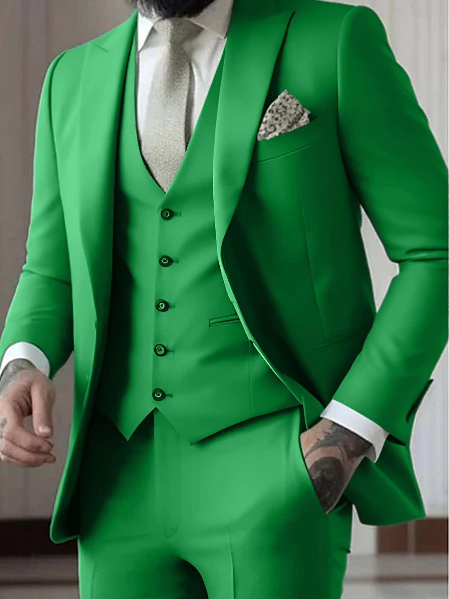 Single-Button Tailored Men's 3-Piece Wedding Suit In A Fitted Cut