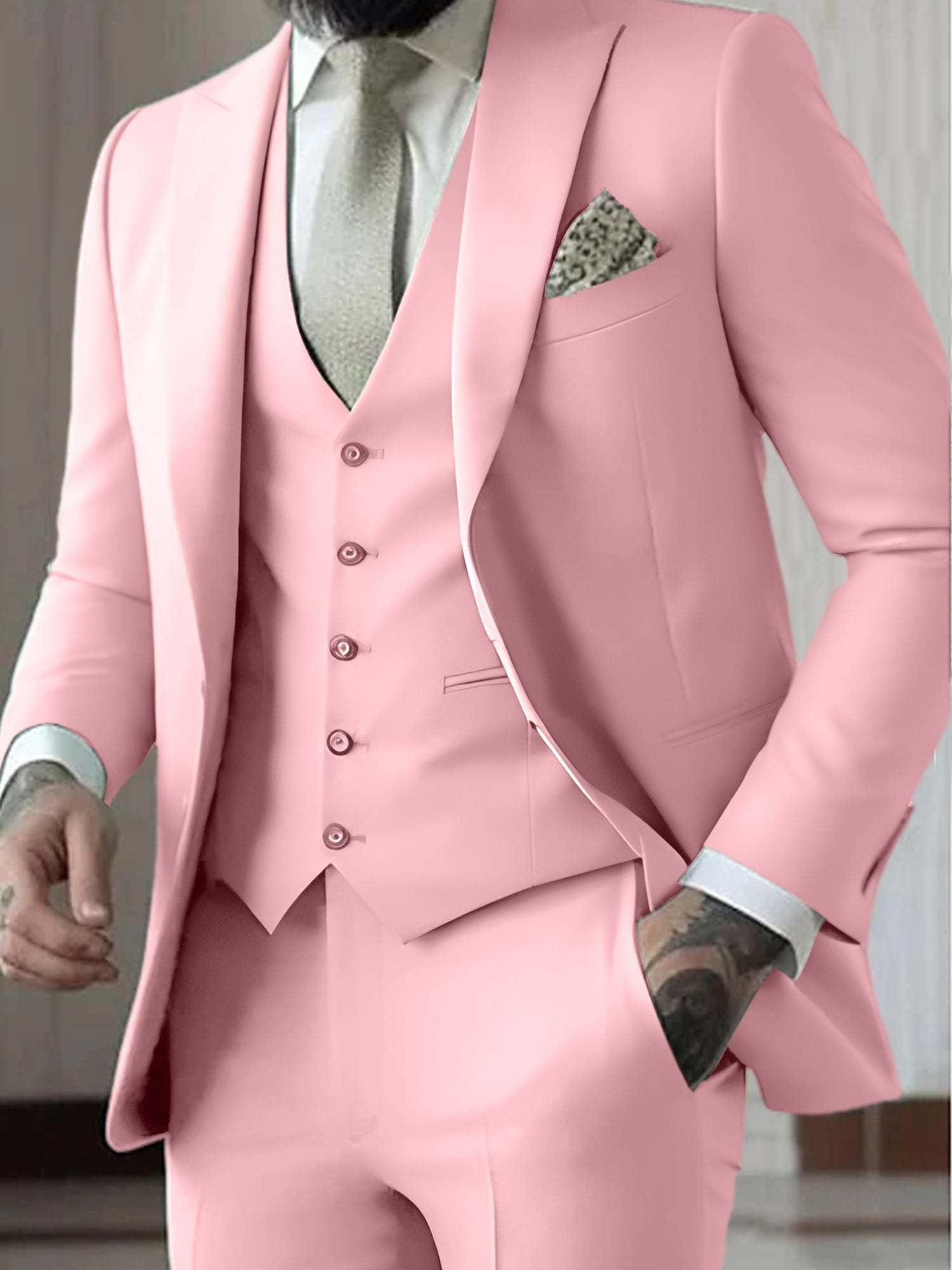 Single-Button Tailored Men's 3-Piece Wedding Suit In A Fitted Cut