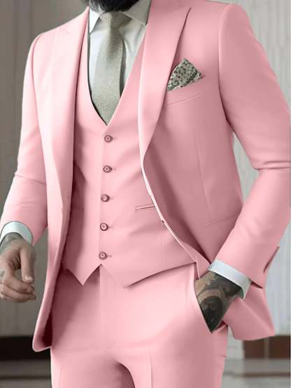 Single-Button Tailored Men's 3-Piece Wedding Suit In A Fitted Cut