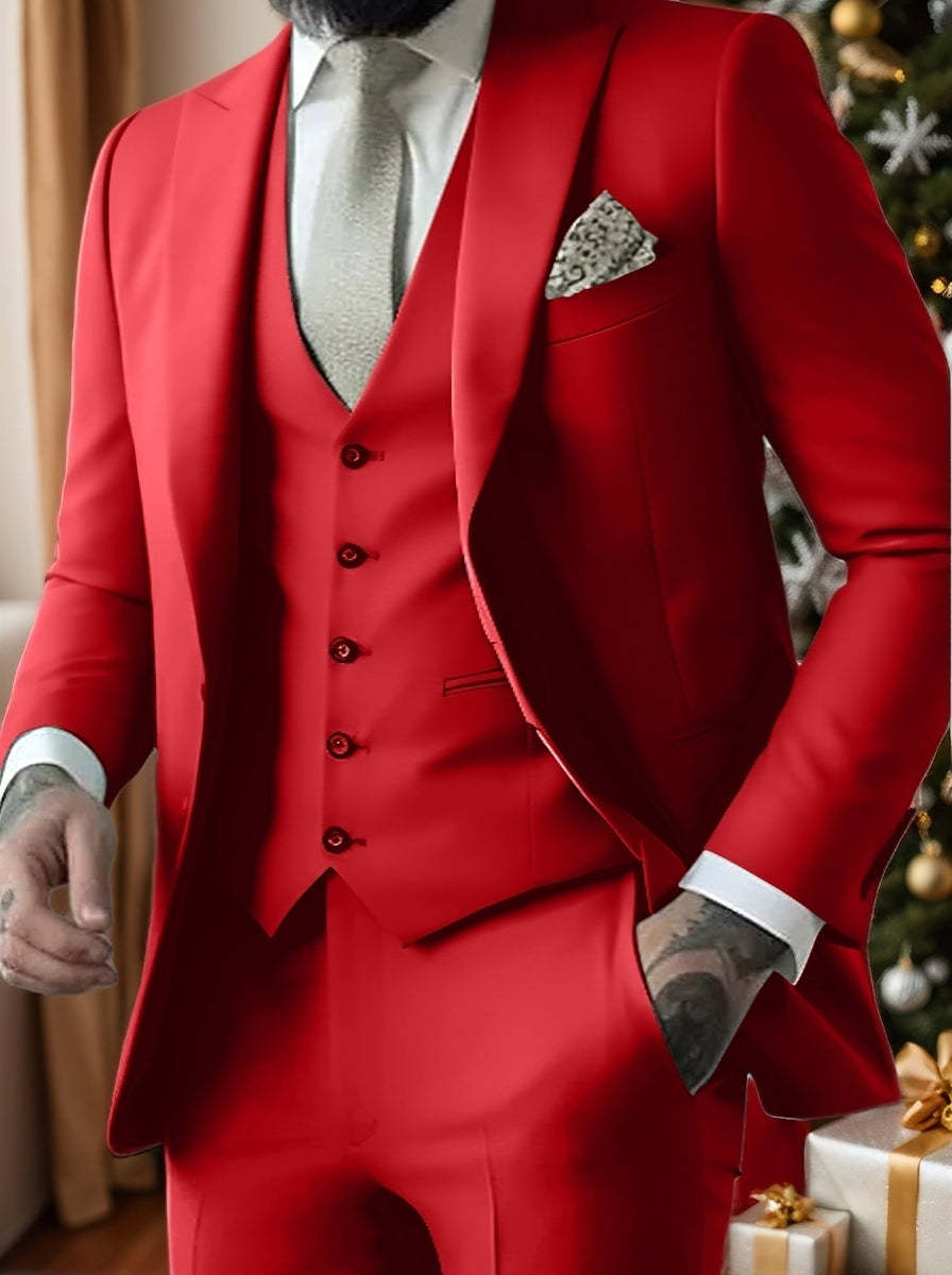 Single-Button Tailored Men's 3-Piece Wedding Suit In A Fitted Cut