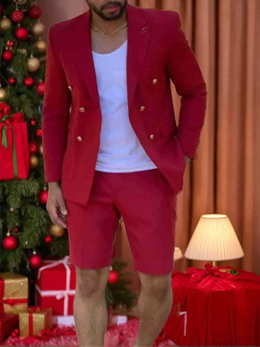 Double Breasted Six-Button Tailored Fit 2-Piece Wedding Suit For Men