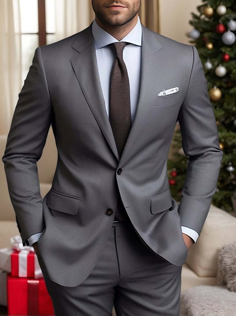 Two-Button Single-Breasted Tailored Men's Wedding Suit Set