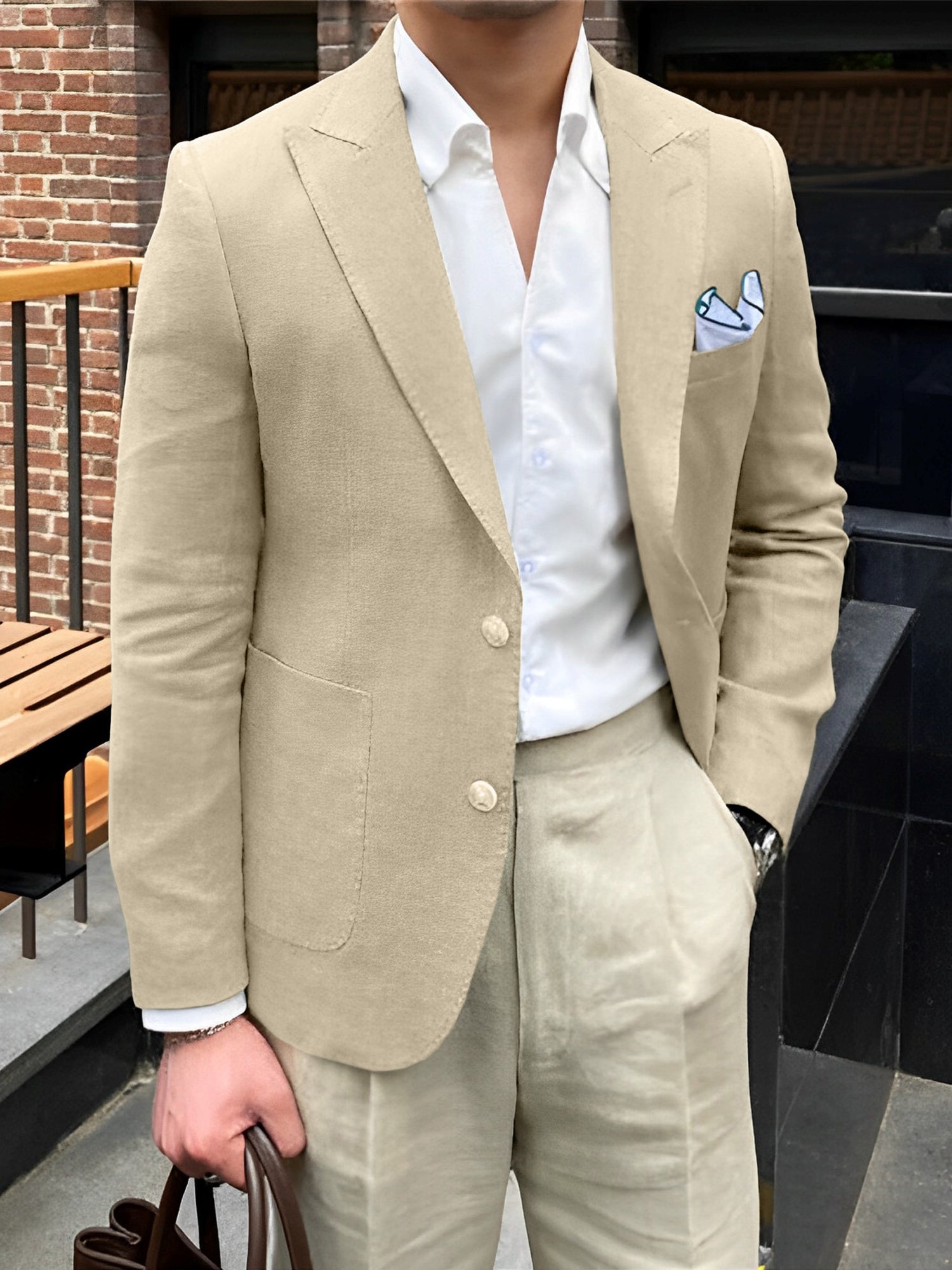 Single-Breasted Two-Button Blazer Jacket With A Tailored Fit For Men