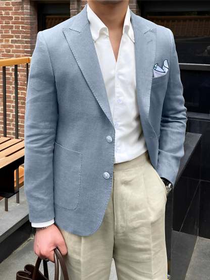Single-Breasted Two-Button Blazer Jacket With A Tailored Fit For Men