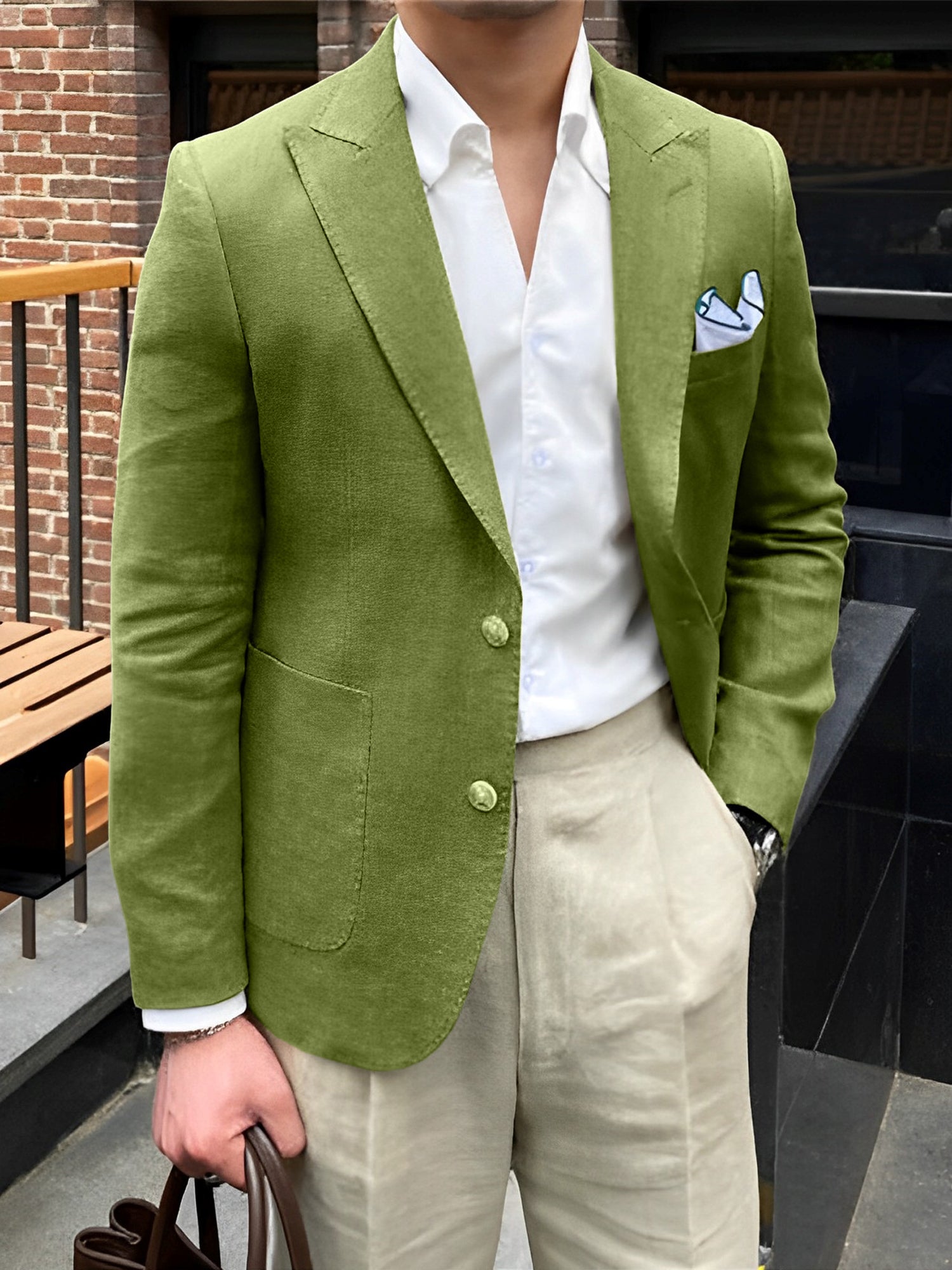 Single-Breasted Two-Button Blazer Jacket With A Tailored Fit For Men