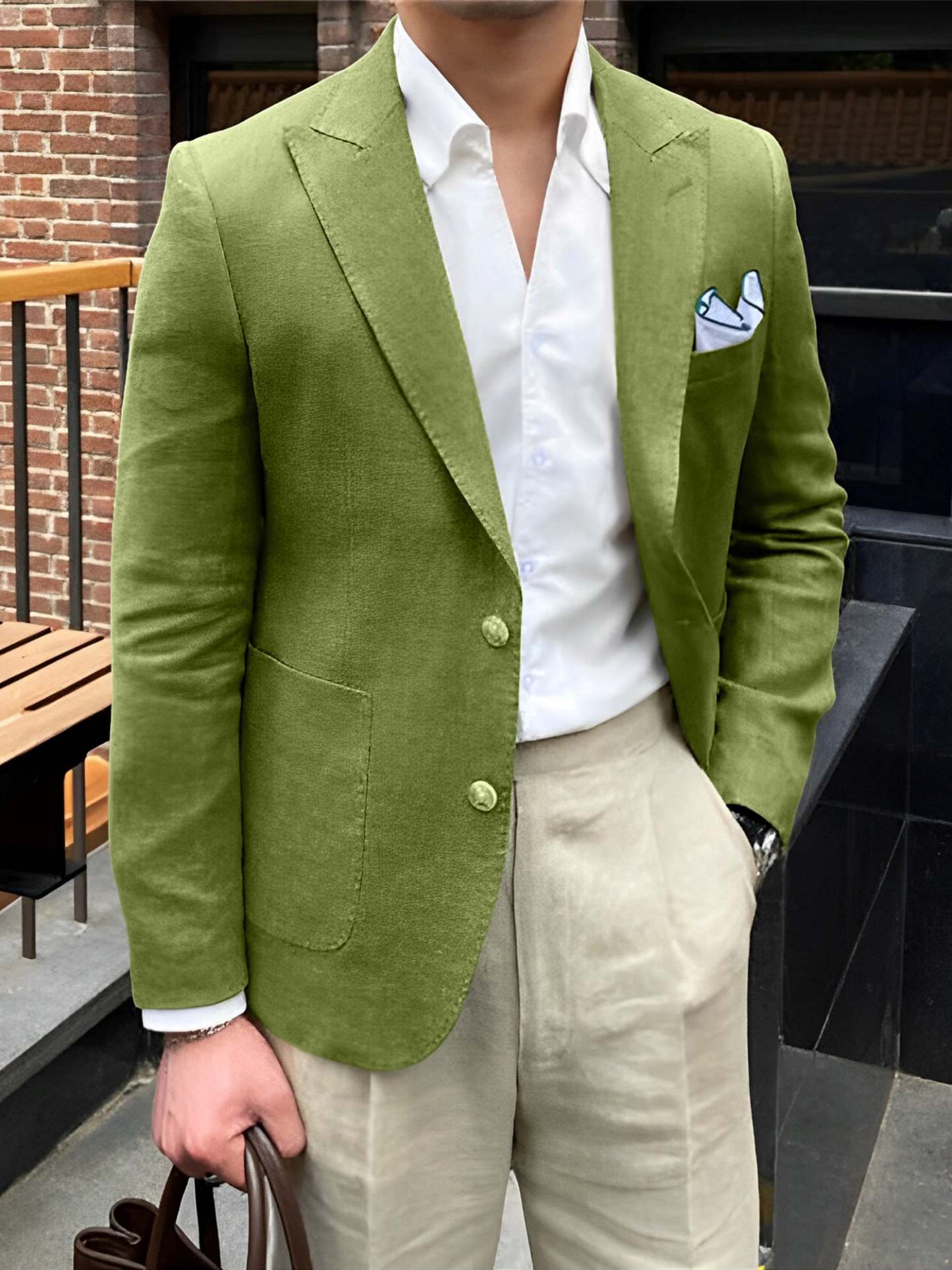 Single-Breasted Two-Button Blazer Jacket With A Tailored Fit For Men