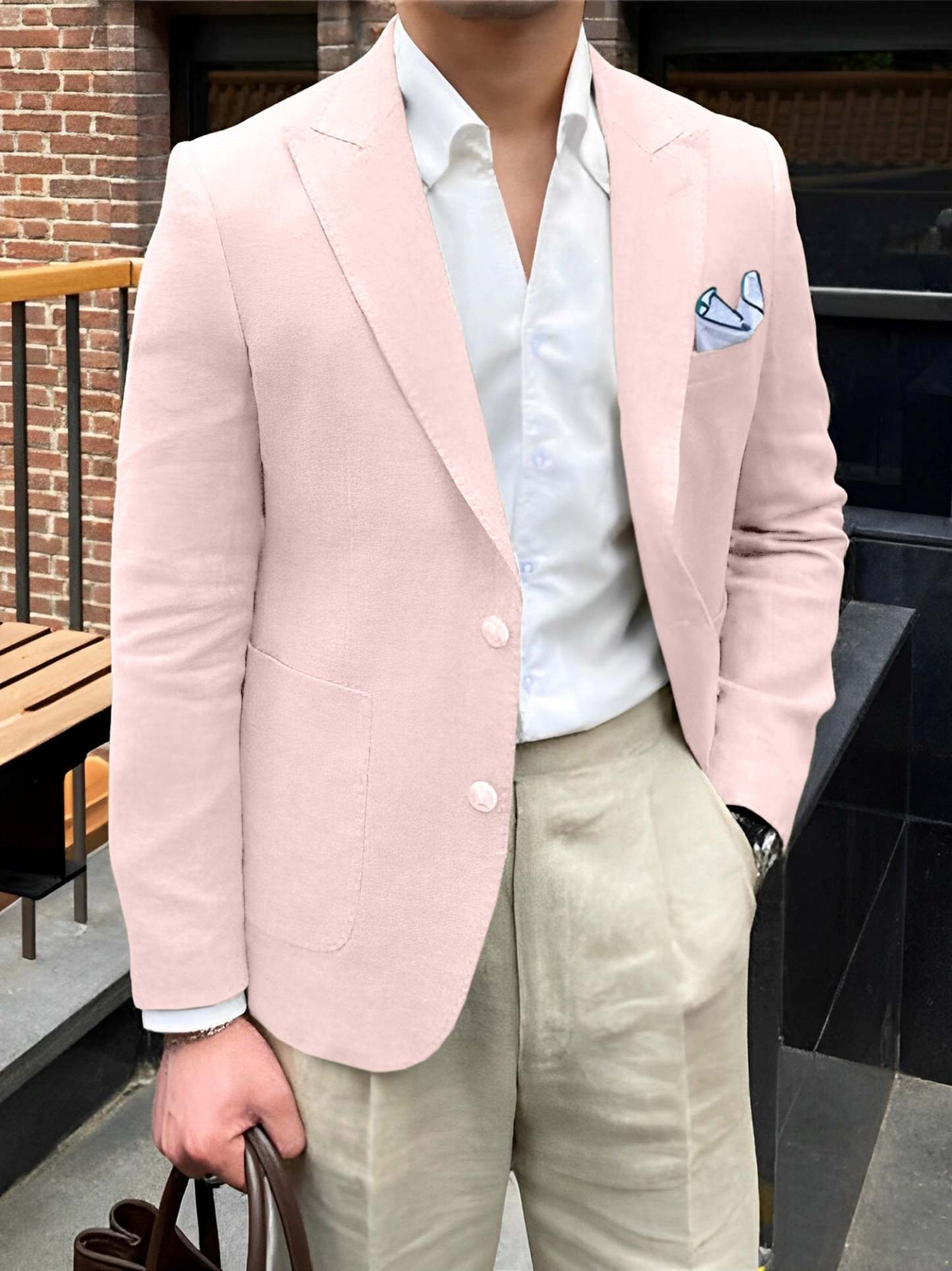 Single-Breasted Two-Button Blazer Jacket With A Tailored Fit For Men