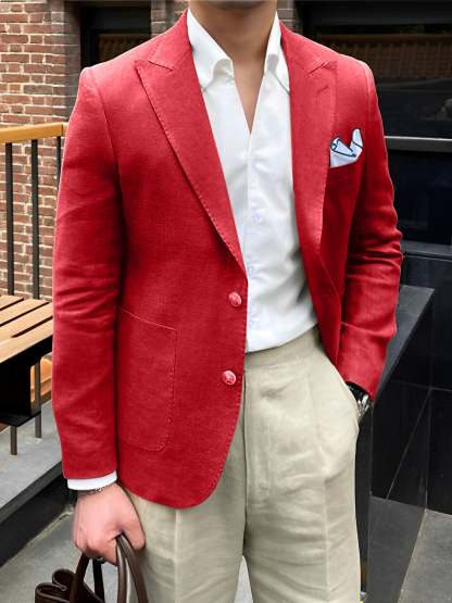 Single-Breasted Two-Button Blazer Jacket With A Tailored Fit For Men