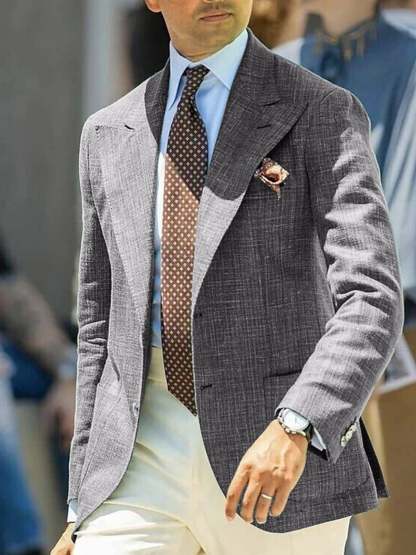 Single-Breasted Two-Button Blazer Jacket With A Tailored Fit For Men