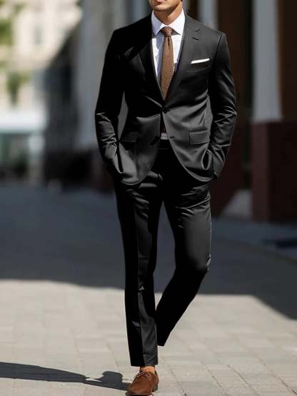 Two-Piece Tailored Fit Single Breasted Wedding Suit For Men