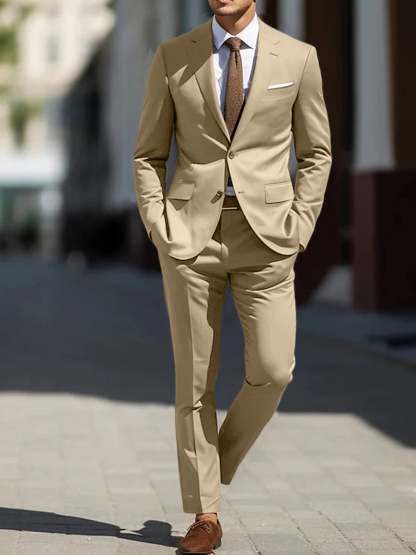 Two-Piece Tailored Fit Single Breasted Wedding Suit For Men